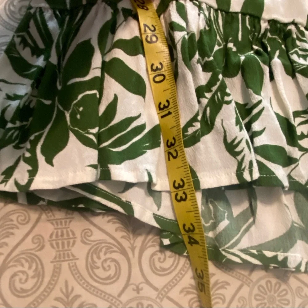 L*Space Geneva Bell Sleeve Tropical Green Leaf Print Mini Dress Hawaiian Small S - Picture 13 of 15